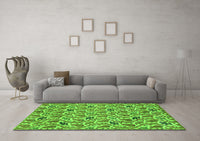 Machine Washable Abstract Green Modern Rug, wshabs153grn