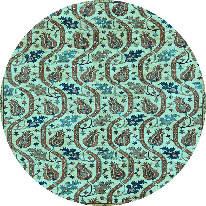 Round Machine Washable Abstract Light Blue Modern Rug, wshabs153lblu