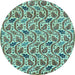 Round Machine Washable Abstract Light Blue Modern Rug, wshabs153lblu