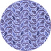 Round Machine Washable Abstract Blue Modern Rug, wshabs153blu