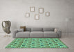 Machine Washable Abstract Turquoise Modern Area Rugs in a Living Room,, wshabs153turq