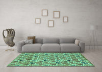 Machine Washable Abstract Turquoise Modern Rug, wshabs153turq