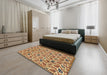 Machine Washable Abstract Brown Red Rug in a Bedroom, wshabs153