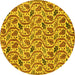 Round Machine Washable Abstract Yellow Modern Rug, wshabs153yw