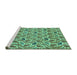 Sideview of Machine Washable Abstract Turquoise Modern Area Rugs, wshabs153turq