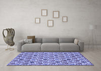 Machine Washable Abstract Blue Modern Rug, wshabs153blu