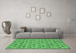 Machine Washable Abstract Emerald Green Modern Area Rugs in a Living Room,, wshabs153emgrn