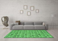 Machine Washable Abstract Emerald Green Modern Rug, wshabs153emgrn