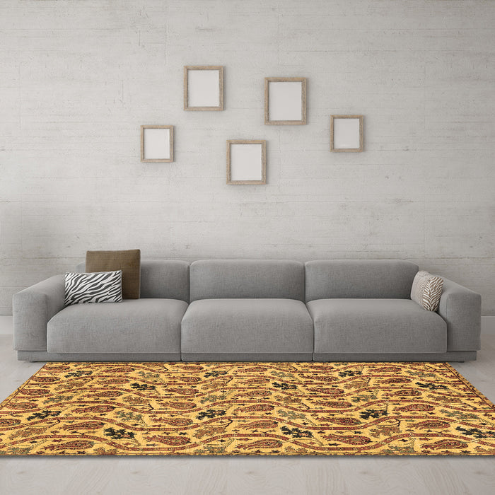 Machine Washable Abstract Brown Modern Rug in a Living Room,, wshabs153brn