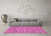 Machine Washable Abstract Pink Modern Rug, wshabs153pnk