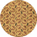 Round Machine Washable Abstract Brown Modern Rug, wshabs153brn