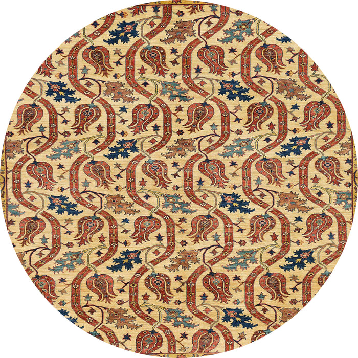 Round Machine Washable Abstract Brown Red Rug, wshabs153