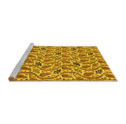 Sideview of Machine Washable Abstract Yellow Modern Rug, wshabs153yw