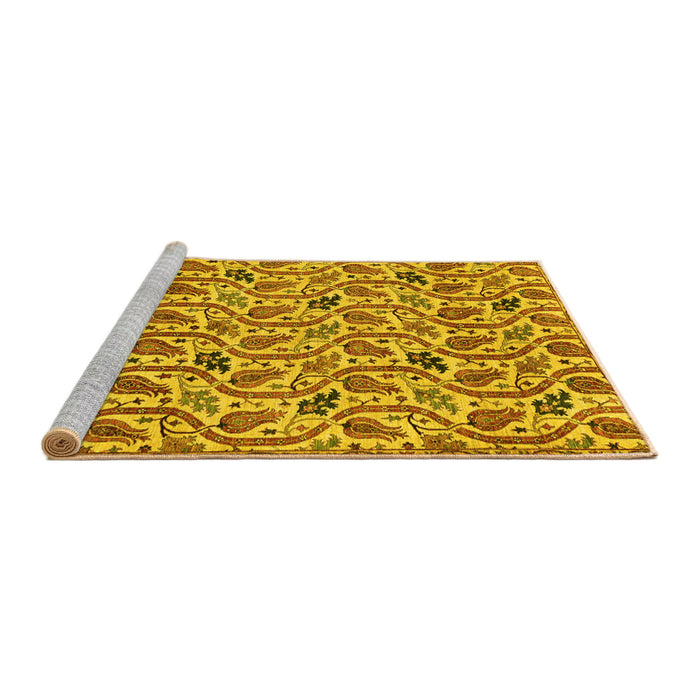 Sideview of Machine Washable Abstract Yellow Modern Rug, wshabs153yw