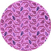 Round Machine Washable Abstract Purple Modern Area Rugs, wshabs153pur