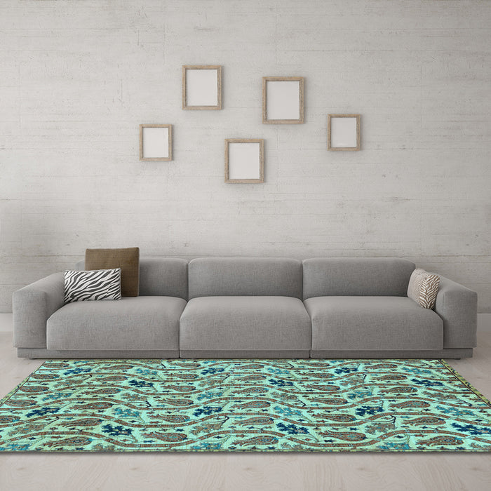Machine Washable Abstract Light Blue Modern Rug in a Living Room, wshabs153lblu
