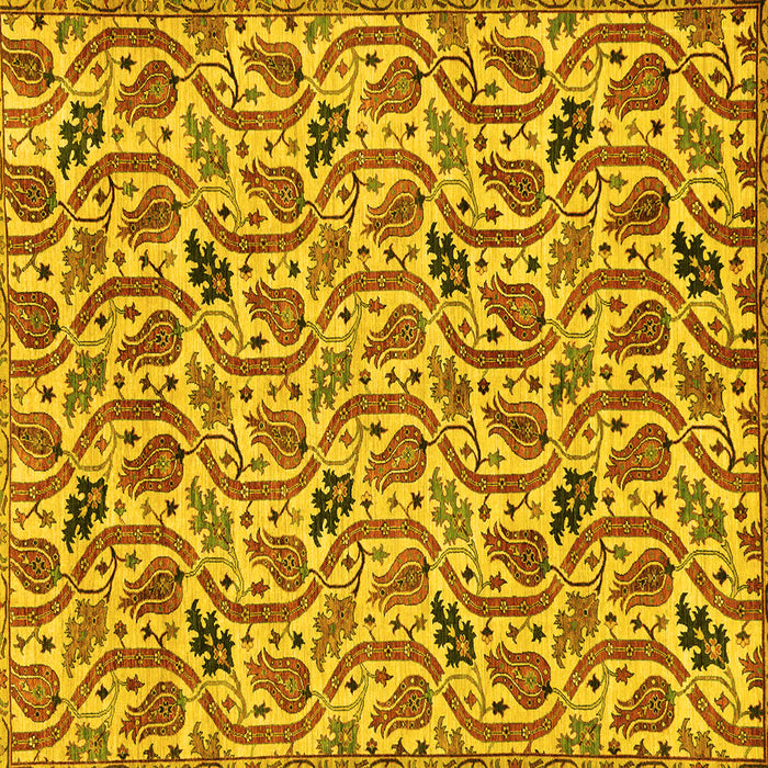 Square Machine Washable Abstract Yellow Modern Rug, wshabs153yw