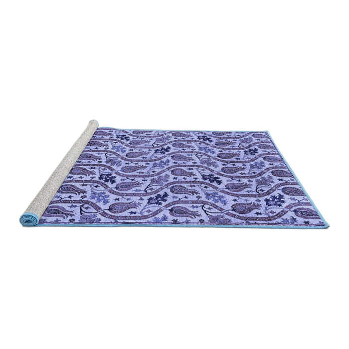 Sideview of Machine Washable Abstract Blue Modern Rug, wshabs153blu