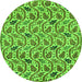 Round Machine Washable Abstract Green Modern Area Rugs, wshabs153grn