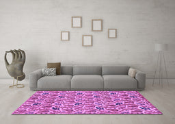 Machine Washable Abstract Purple Modern Area Rugs in a Living Room, wshabs153pur