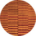 Round Machine Washable Abstract Orange Modern Area Rugs, wshabs1540org