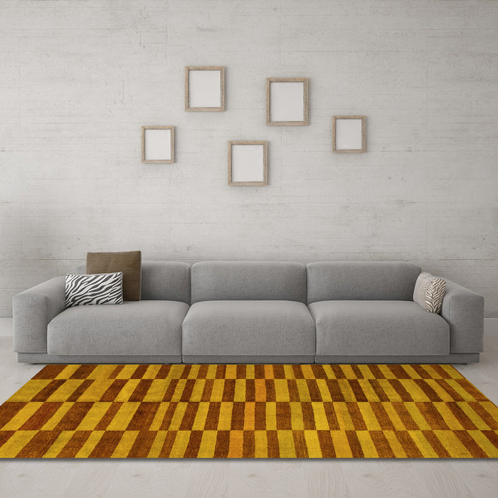 Machine Washable Abstract Yellow Modern Rug in a Living Room, wshabs1540yw