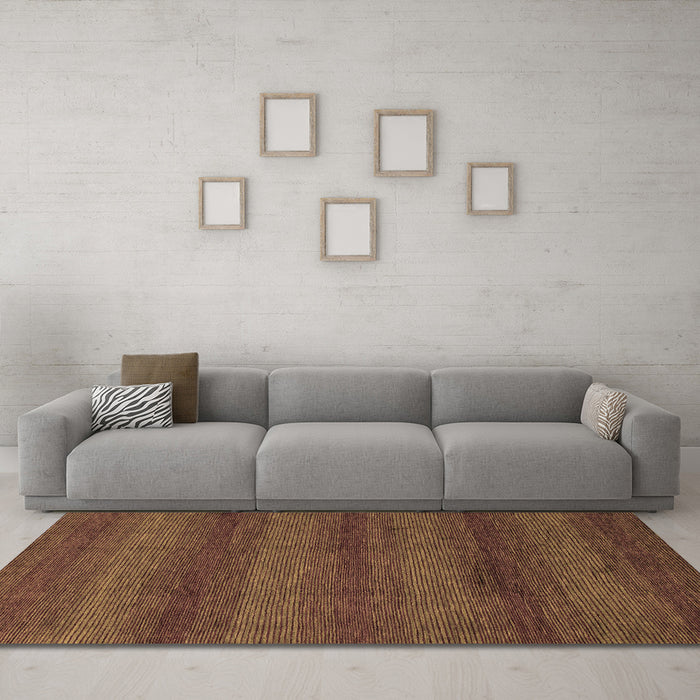 Machine Washable Abstract Brown Modern Rug in a Living Room,, wshabs1541brn