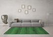 Machine Washable Abstract Emerald Green Modern Area Rugs in a Living Room,, wshabs1541emgrn