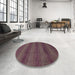 Round Machine Washable Abstract Mauve Taupe Purple Rug in a Office, wshabs1541