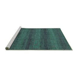 Sideview of Machine Washable Abstract Turquoise Modern Area Rugs, wshabs1541turq