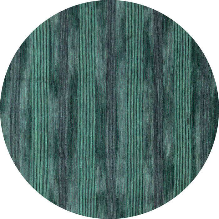 Round Machine Washable Abstract Turquoise Modern Area Rugs, wshabs1541turq