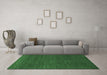 Machine Washable Abstract Emerald Green Modern Area Rugs in a Living Room,, wshabs1542emgrn