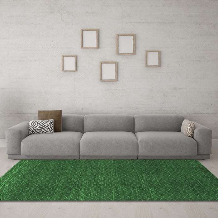 Machine Washable Abstract Emerald Green Modern Area Rugs in a Living Room,, wshabs1542emgrn