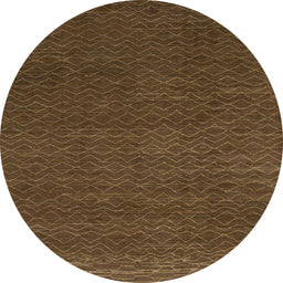 Round Machine Washable Abstract Saddle Brown Rug, wshabs1542
