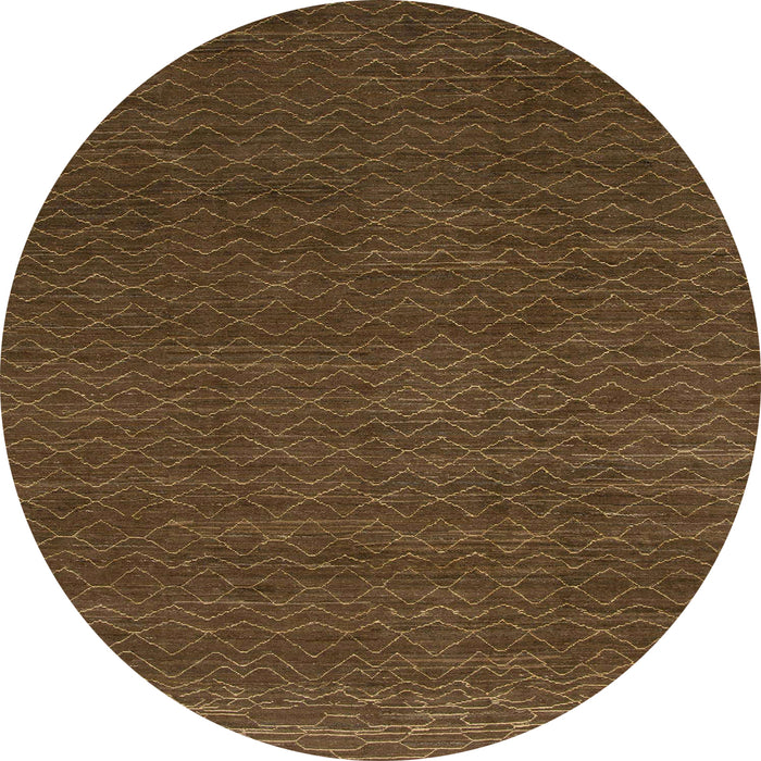 Round Machine Washable Abstract Saddle Brown Rug, wshabs1542