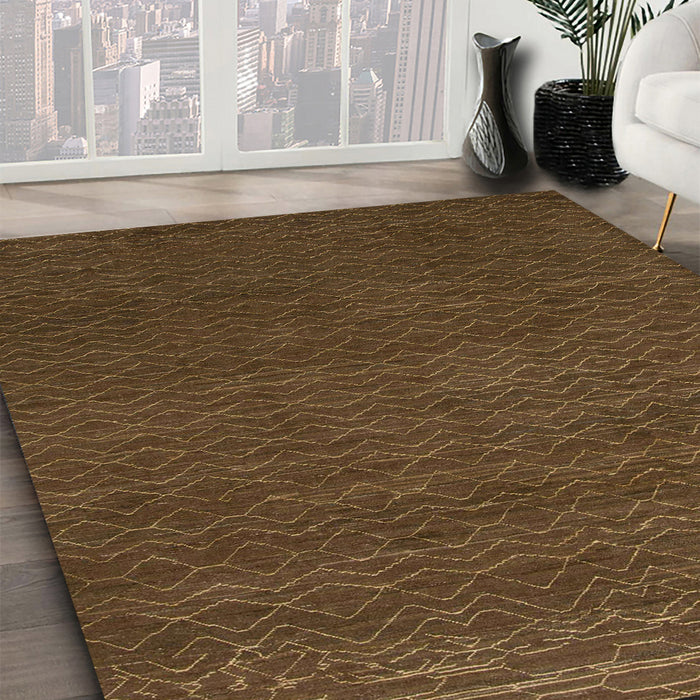Abstract Saddle Brown Modern Rug in Family Room, abs1542
