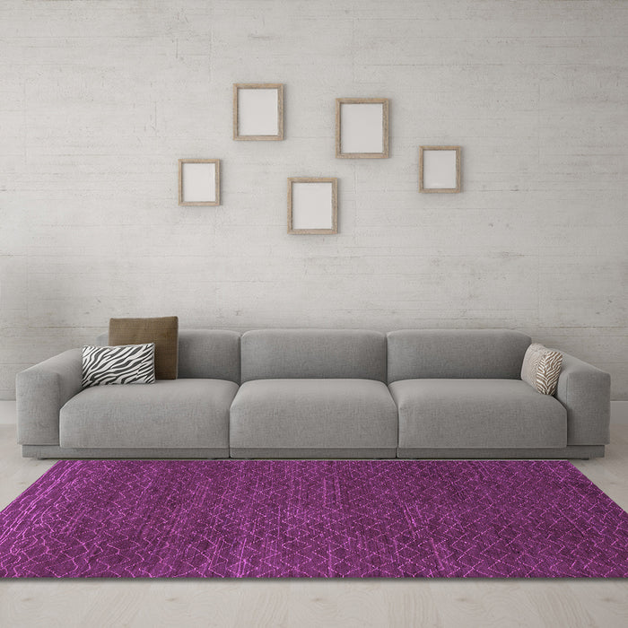 Machine Washable Abstract Purple Modern Area Rugs in a Living Room, wshabs1542pur