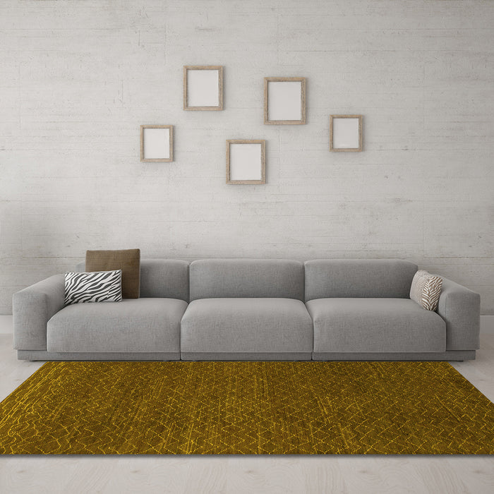 Machine Washable Abstract Yellow Modern Rug in a Living Room, wshabs1542yw