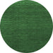 Round Machine Washable Abstract Emerald Green Modern Area Rugs, wshabs1542emgrn