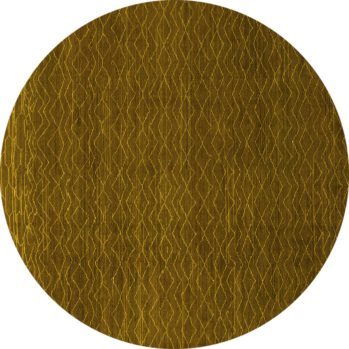 Round Abstract Yellow Modern Rug, abs1542yw