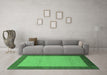 Machine Washable Abstract Emerald Green Modern Area Rugs in a Living Room,, wshabs1543emgrn