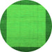 Round Machine Washable Abstract Green Modern Area Rugs, wshabs1543grn