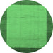 Round Abstract Emerald Green Modern Rug, abs1543emgrn