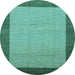 Round Abstract Light Blue Modern Rug, abs1543lblu