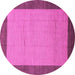 Round Machine Washable Abstract Pink Modern Rug, wshabs1543pnk