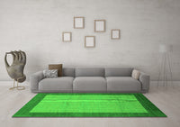 Machine Washable Abstract Green Modern Rug, wshabs1543grn