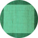 Round Abstract Turquoise Modern Rug, abs1543turq