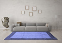 Machine Washable Abstract Blue Modern Rug, wshabs1543blu