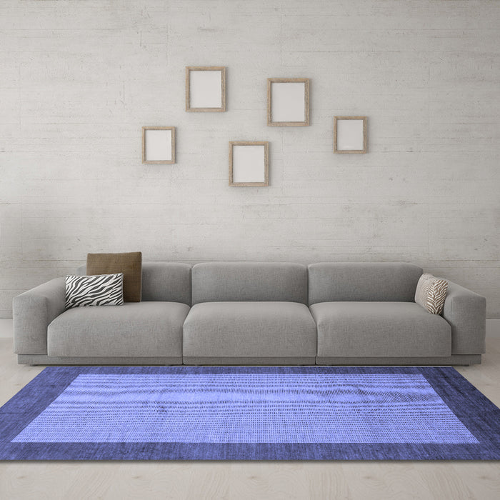 Machine Washable Abstract Blue Modern Rug in a Living Room, wshabs1543blu