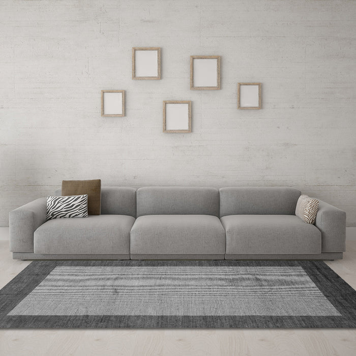 Machine Washable Abstract Gray Modern Rug in a Living Room,, wshabs1543gry